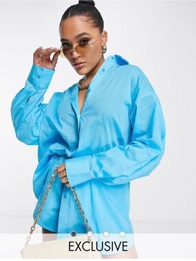 ASYOU Bright Aqua Button-Down Shirt